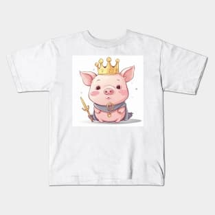 Kawaii King Piggy, Cartoon Kids T-Shirt